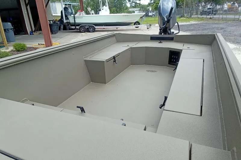 Slide: The Image of 2026 Thor 1754 Timber Hammer boat interior, spacious deck, and storage compartments. - 6