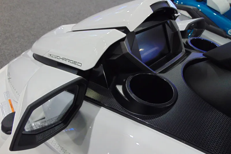 Slide: The Image of 2026 Yamaha WaveRunner FX Cruiser SVHO dashboard with sleek design and cup holders. - 7