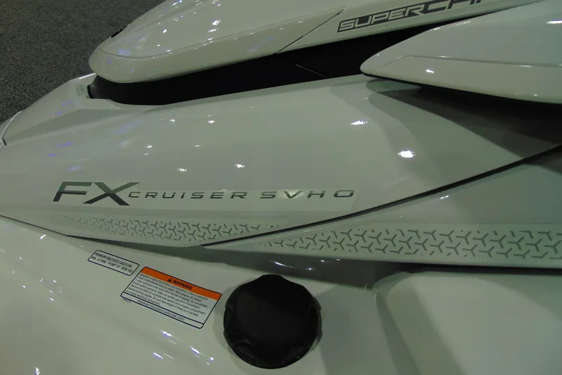 Slide: The Image of 2026 Yamaha WaveRunner FX Cruiser SVHO, close-up of sleek design and branding. - 8