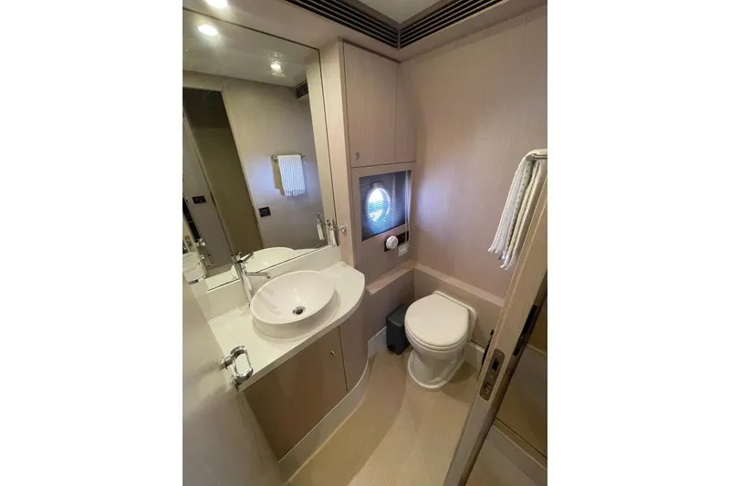 Slide: The Image of Luxurious bathroom in 2016 Riva 63 Virtus yacht with modern fixtures. - 46