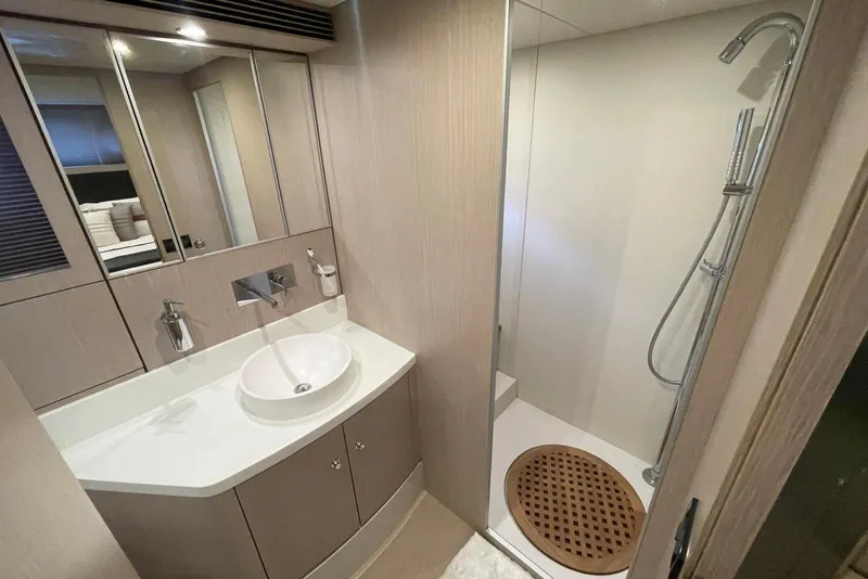 Slide: The Image of Luxurious bathroom in 2016 Riva 63 Virtus yacht with modern fixtures and shower. - 51