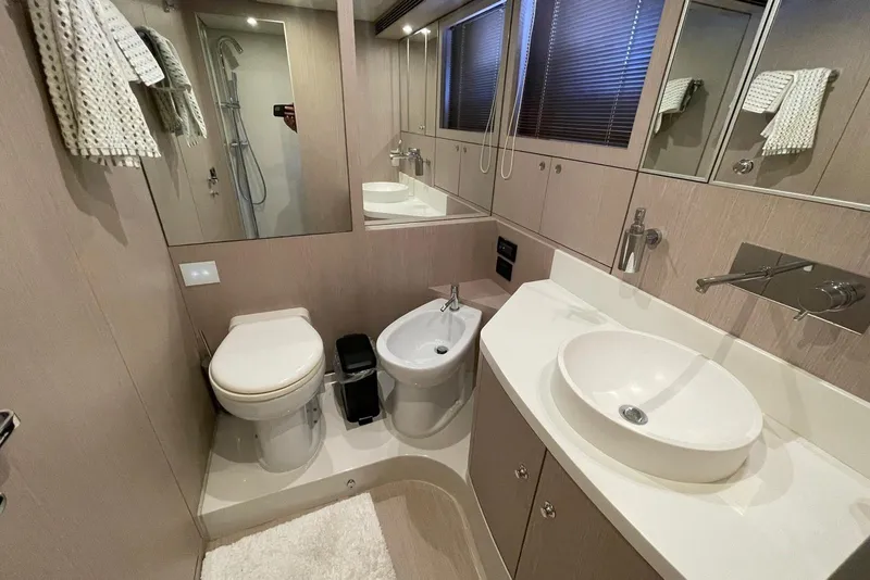 Slide: The Image of Luxurious bathroom interior of 2016 Riva 63 Virtus yacht with modern fixtures. - 53