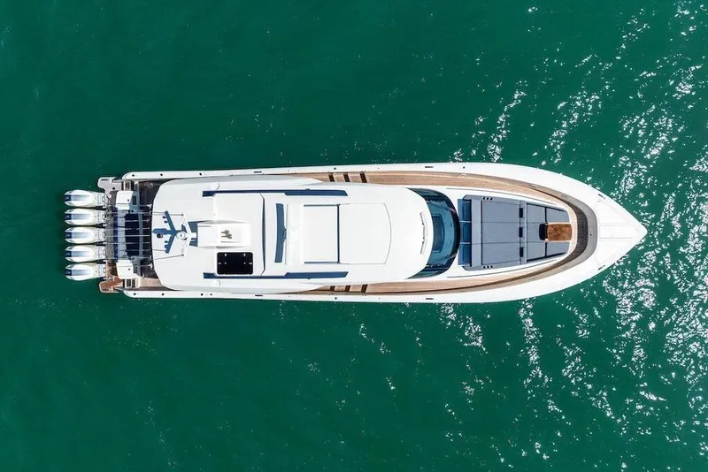 Slide: The Image of Manufacturer Provided Image: Aerial view of 2026 Scout 670 LXS yacht on turquoise water. - 5