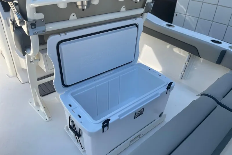 Slide: The Image of Open cooler on 2026 Key West 219 FS boat, showcasing spacious interior. - 10