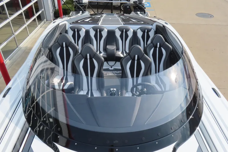 Slide: The Image of 2024 MTI 440X boat with sleek design and modern seating arrangement. - 15