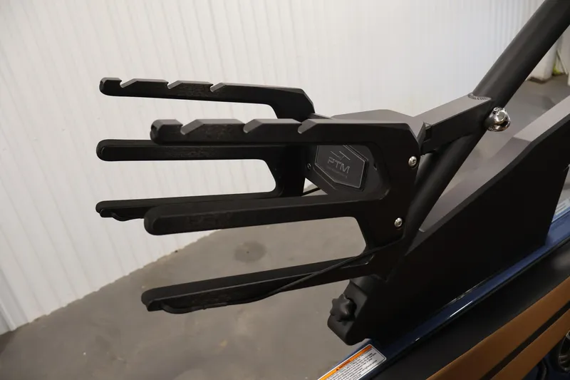 Slide: The Image of Wakeboard rack on 2026 Yamaha Boats 222XD, featuring sleek black design. - 37