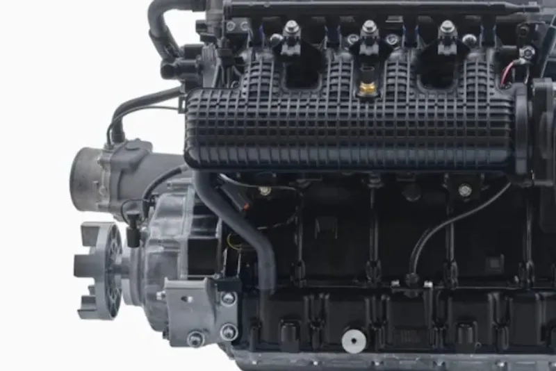 Slide: The Image of Engine of 2026 Yamaha Boats 255XD, showcasing intricate mechanical components. - 3