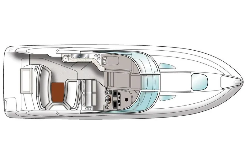 Slide: The Image of Luxurious interior of 2015 Sea Ray 310 Sundancer with kitchenette and seating area. - 86