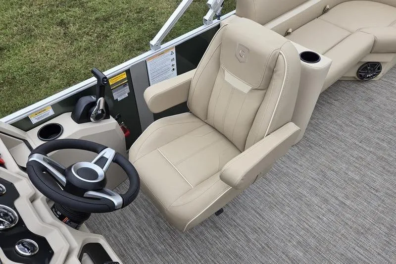 Slide: The Image of Captain's chair and helm of 2026 Godfrey Xperience 2286 SBX pontoon boat. - 15