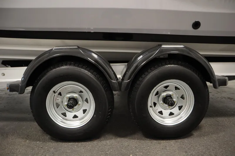 Slide: The Image of Trailer wheels of 2026 Yamaha Boats 222 FSH Sport E on display. - 53