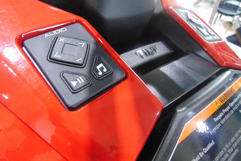 Slide: The Image of 2026 Yamaha WaveRunner GP SVHO audio controls on red dashboard. - 10