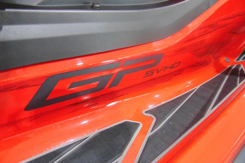 Slide: The Image of 2026 Yamaha WaveRunner GP SVHO, vibrant red detailing, close-up view. - 6