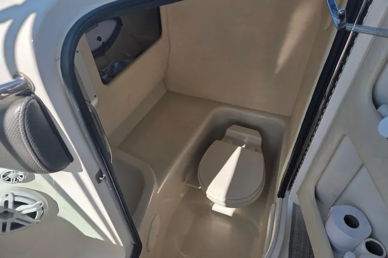Slide: The Image of Interior of 2006 Sea Ray 290 Select EX boat with compact marine toilet. - 20