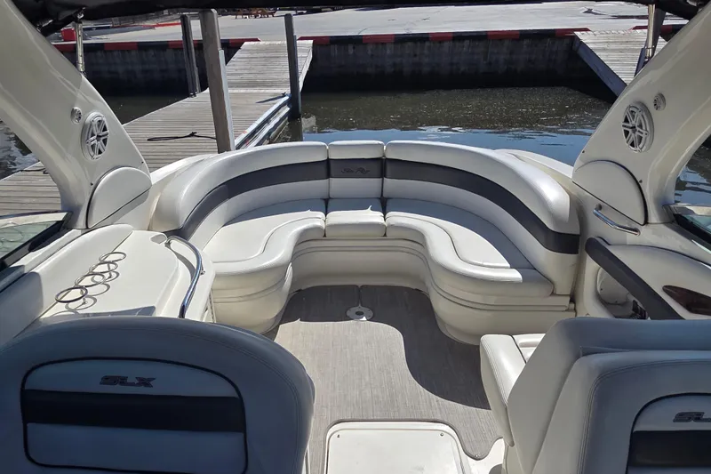 Slide: The Image of 2006 Sea Ray 290 Select EX boat interior with spacious seating and elegant design. - 23