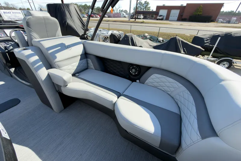 Slide: The Image of 2026 Godfrey Monaco 235 Split Bench interior with luxurious seating and modern design. - 64