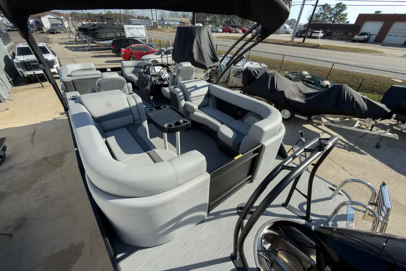 Slide: The Image of 2026 Godfrey Monaco 235 Split Bench pontoon boat with luxurious seating and modern design. - 68