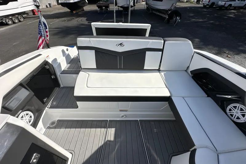 Slide: The Image of 2019 Monterey 278SS Super Sport boat interior with sleek seating and modern design. - 18