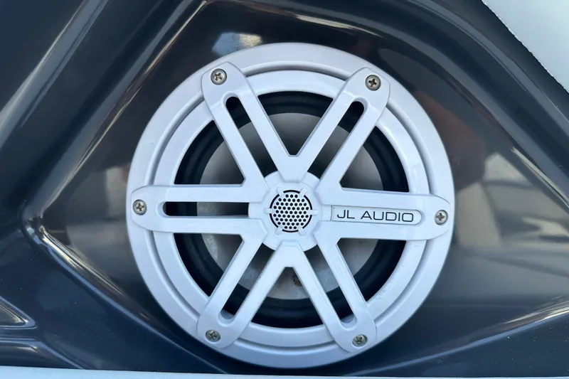 Slide: The Image of JL Audio speaker in 2019 Monterey 278SS Super Sport boat interior. - 23