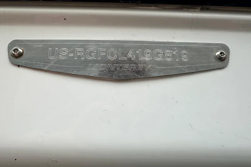 Slide: The Image of 2019 Monterey 278SS Super Sport boat identification plate with serial number. - 37