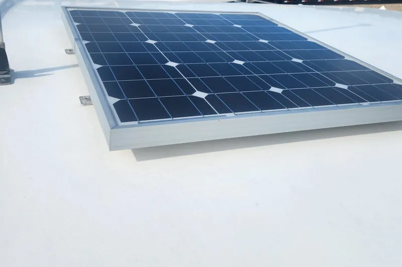 Slide: The Image of Solar panel installed on a 2021 Boston Whaler 280 Vantage boat. - 14