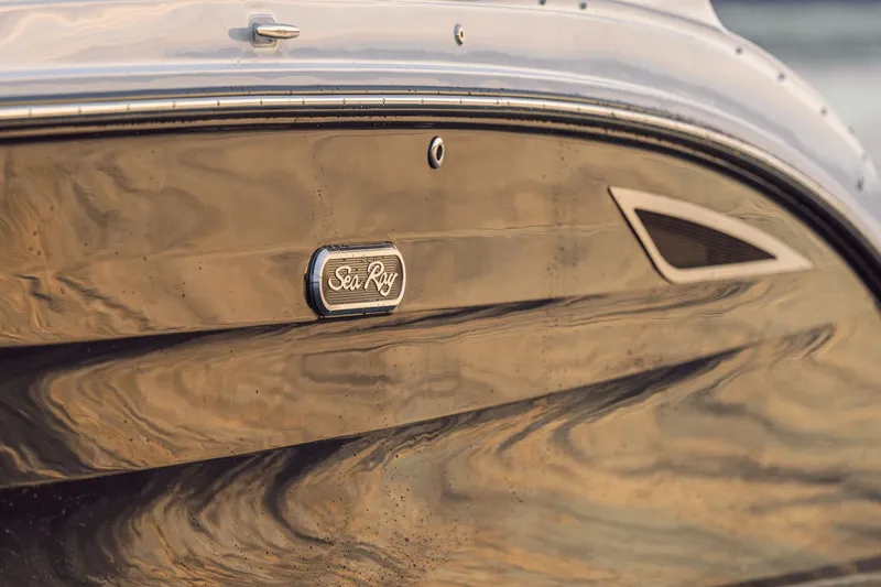 Slide: The Image of Close-up of Sea Ray SDX 250 boat logo, 2026 model. - 6