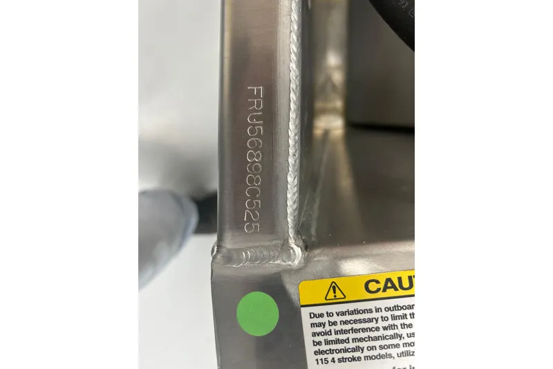 Slide: The Image of 2025 South Bay 16 FC SE boat serial number and caution label close-up. - 14