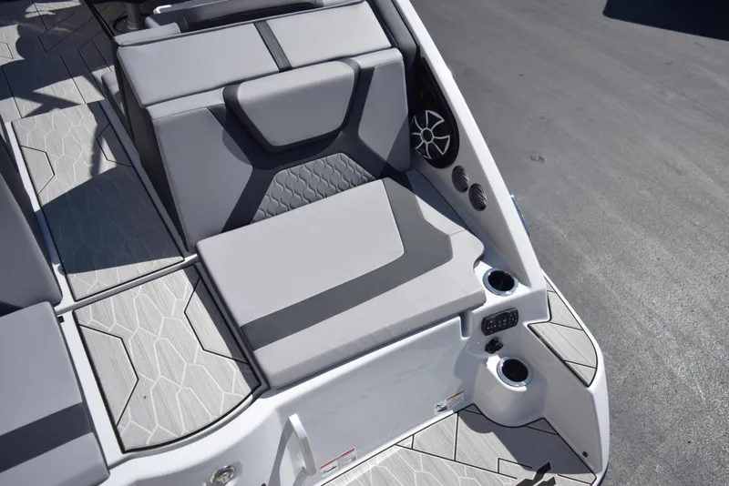 Slide: The Image of 2024 Yamaha Boats 222XD interior seating and speaker system. - 7