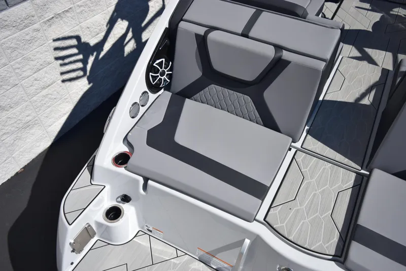 Slide: The Image of 2024 Yamaha Boats 222XD interior seating and speaker system. - 8