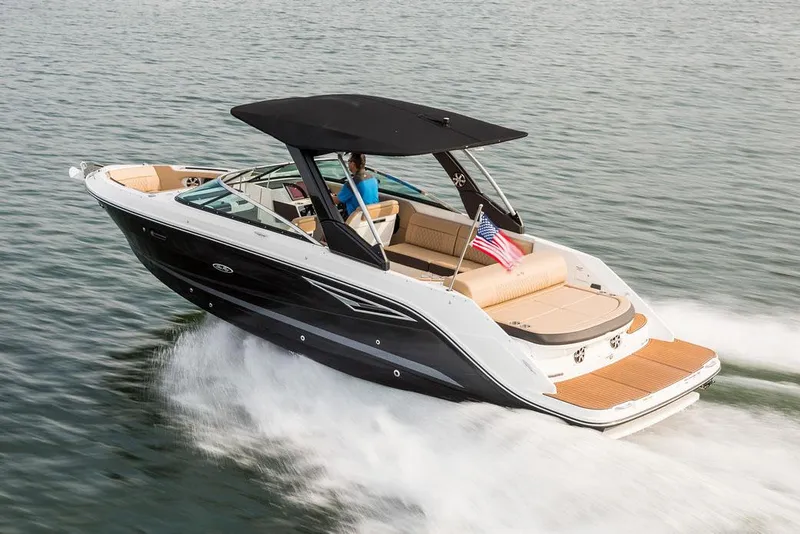 Slide: The Image of Manufacturer Provided Image: 2023 Sea Ray SLX 280 boat cruising on water. - 20
