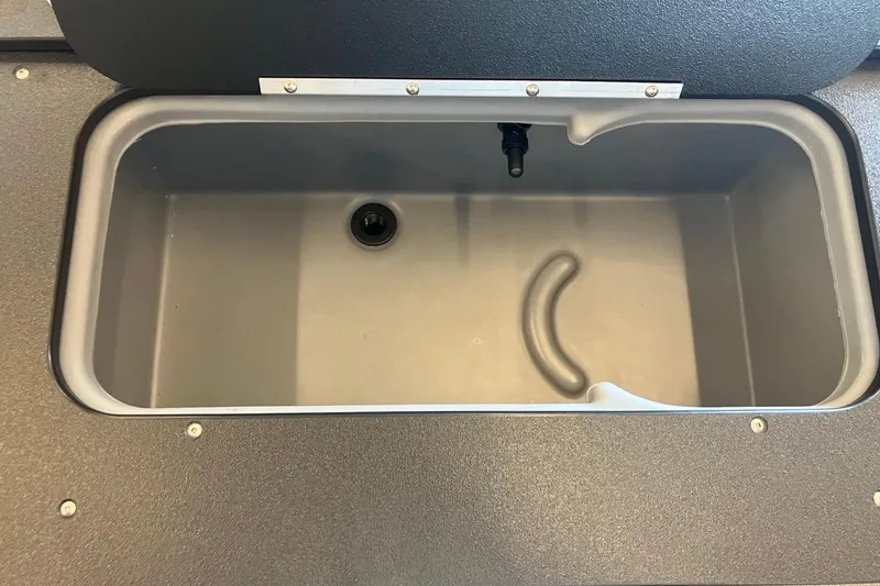 Slide: The Image of Livewell compartment in 2026 Sun Tracker Fishin' Barge 20 DLX pontoon boat. - 7