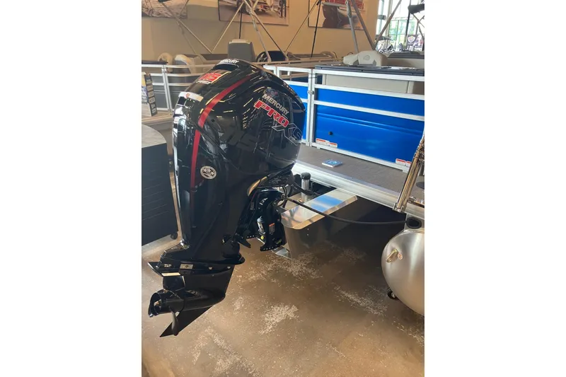 Slide: The Image of 2026 Sun Tracker Fishin' Barge 20 DLX with Mercury Pro XS outboard motor. - 9