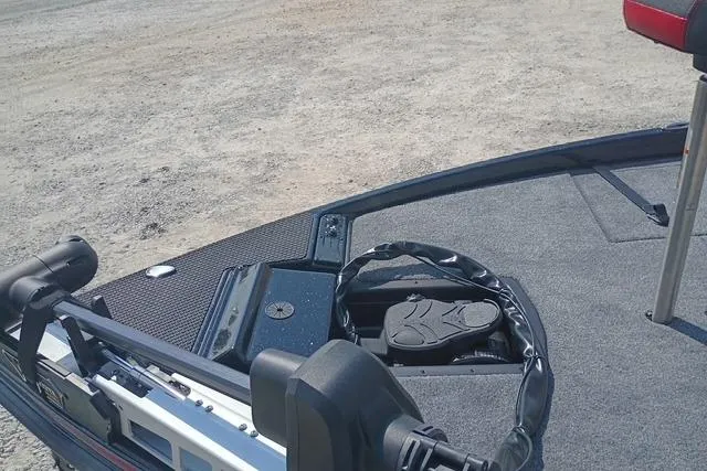 Slide: The Image of 2026 Phoenix 721 ZXL boat deck with trolling motor and carpeted surface. - 10