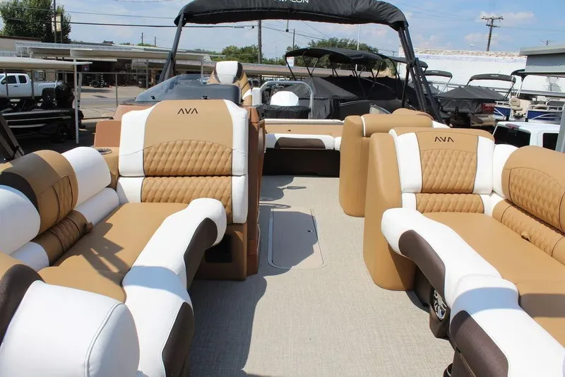 Slide: The Image of Luxurious 2026 Avalon Catalina Versatile Rear Bench 25 FT pontoon boat interior. - 7