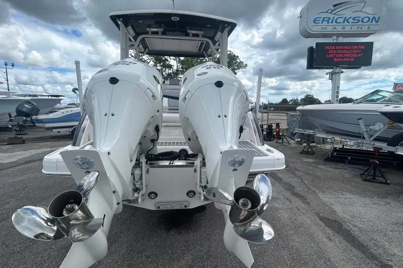 Slide: The Image of 2021 Chaparral 280 OSX boat with dual outboard engines at Erickson Marine dealership. - 8