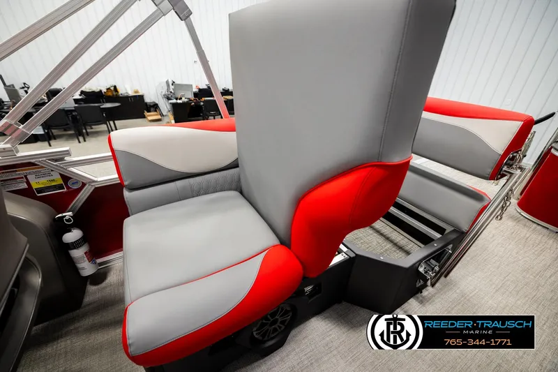 Slide: The Image of Red and gray seating on 2026 Avalon LSZ QLS boat by Reeder-Trausch Marine. - 27