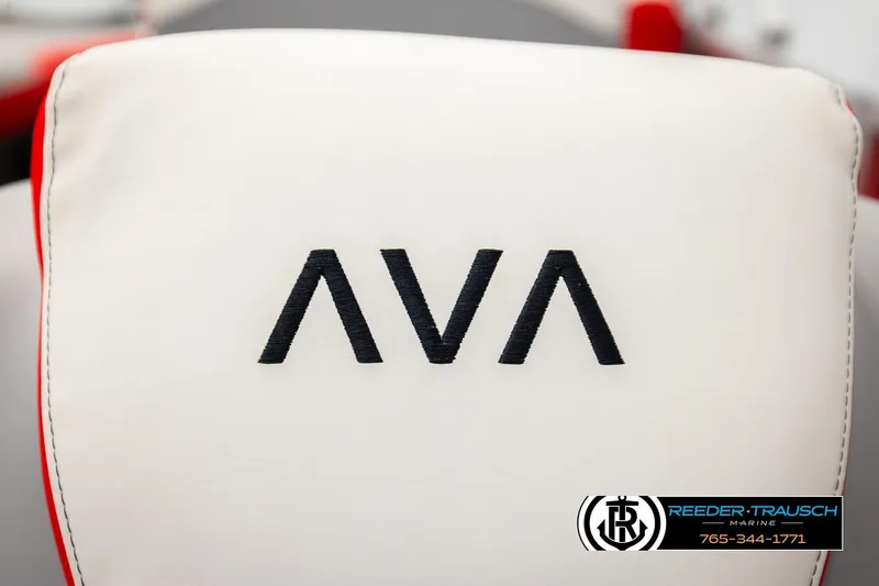 Slide: The Image of White Avalon LSZ QLS 2026 seat with black "AVA" logo embroidery. - 32