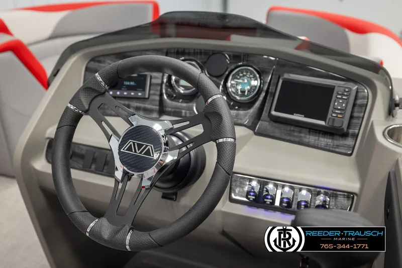 Slide: The Image of Steering wheel and dashboard of 2026 Avalon LSZ QLS boat with modern controls. - 34