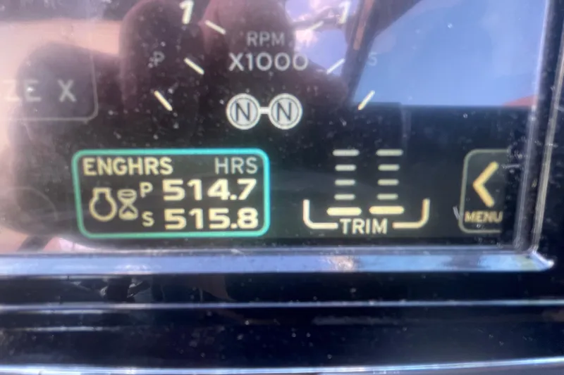 Slide: The Image of Close-up of 2016 Formula 310 Bowrider engine hours display, showing 514.7 and 515.8 hours. - 44