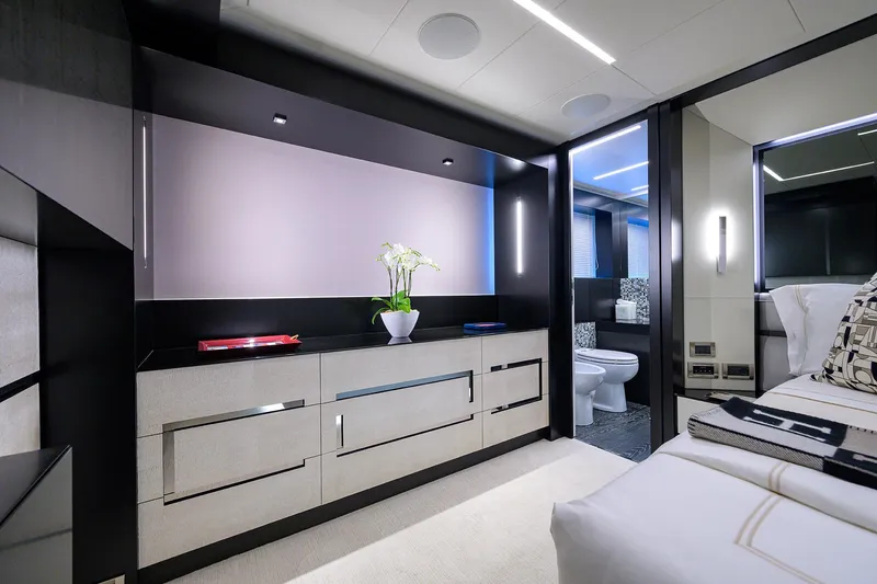 Slide: The Image of Cockpit of 2022 Pershing 9X yacht with advanced navigation systems and controls. - 50