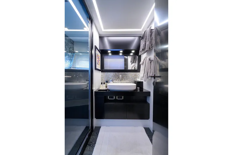 Slide: The Image of Luxurious bathroom with mosaic tiles in 2022 Pershing 9X yacht. - 64