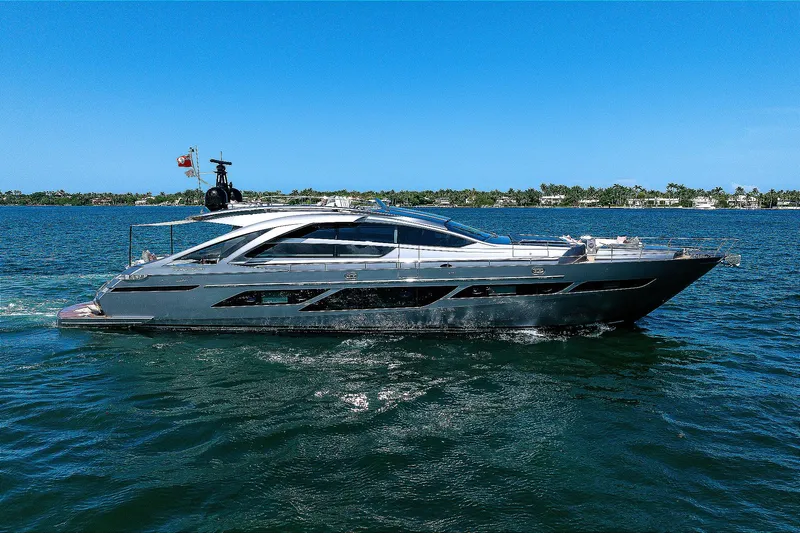 Slide: The Image of Engine room of 2022 Pershing 9X yacht with advanced machinery and control systems. - 92