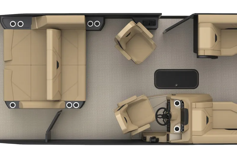 Slide: The Image of Luxurious beige seating in the 2026 Evotti 523CS boat interior. - 12