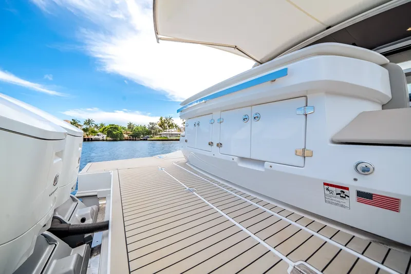 Slide: The Image of The 2026 Cruisers Yachts 50 GLS features a sleek deck design with modern lines. - 19