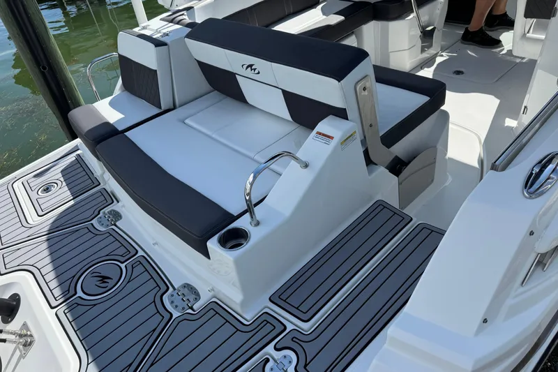 Slide: The Image of 2023 Monterey M-45 boat interior with sleek seating and modern design. - 3