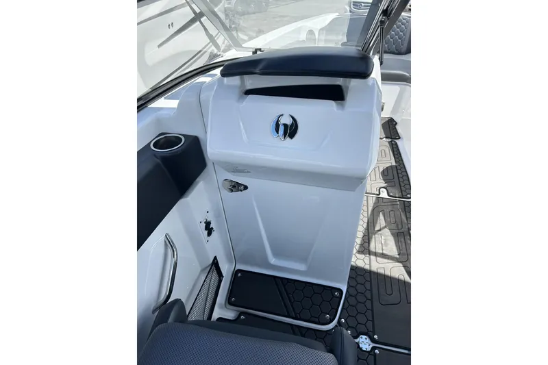 Slide: The Image of 2023 Scarab 255 ID boat interior with sleek console and modern design. - 14