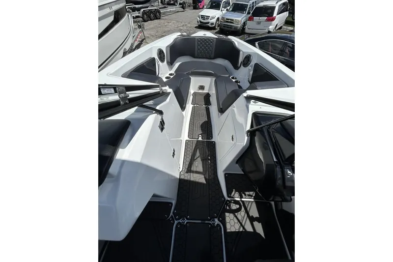 Slide: The Image of 2023 Scarab 255 ID boat interior with sleek seating and modern design. - 41