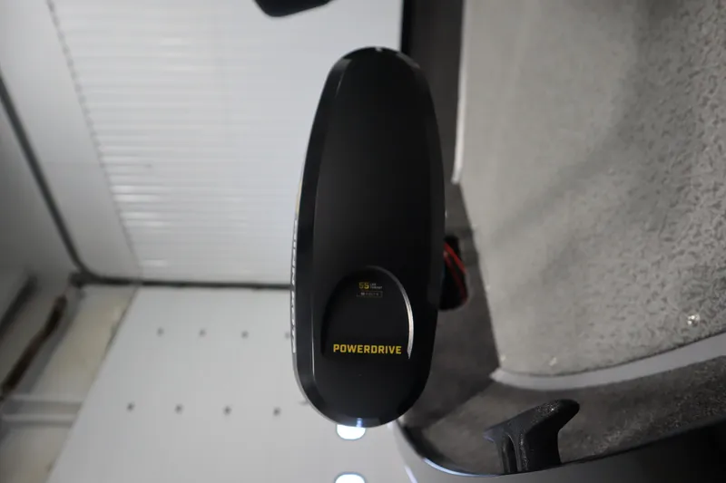 Slide: The Image of Close-up of PowerDrive motor on 2026 Lowe Fishing Machine 175 boat. - 11