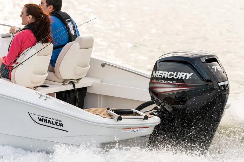 Slide: The Image of Manufacturer Provided Image: 2026 Boston Whaler 160 Super Sport boat with Mercury engine on water. - 5
