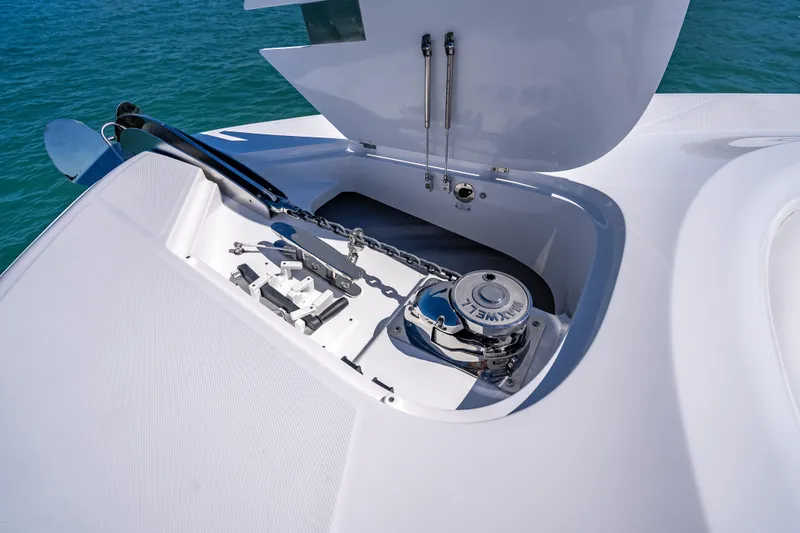 Slide: The Image of Anchor compartment of 2026 HCB 65 Estrella yacht, featuring a Maxwell windlass. - 34