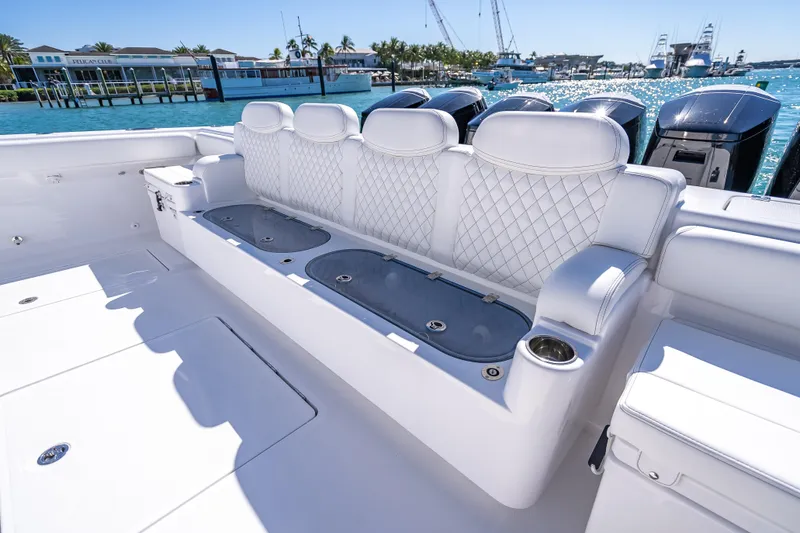 Slide: The Image of Luxurious seating on 2026 HCB 65 Estrella boat with ocean view. - 35